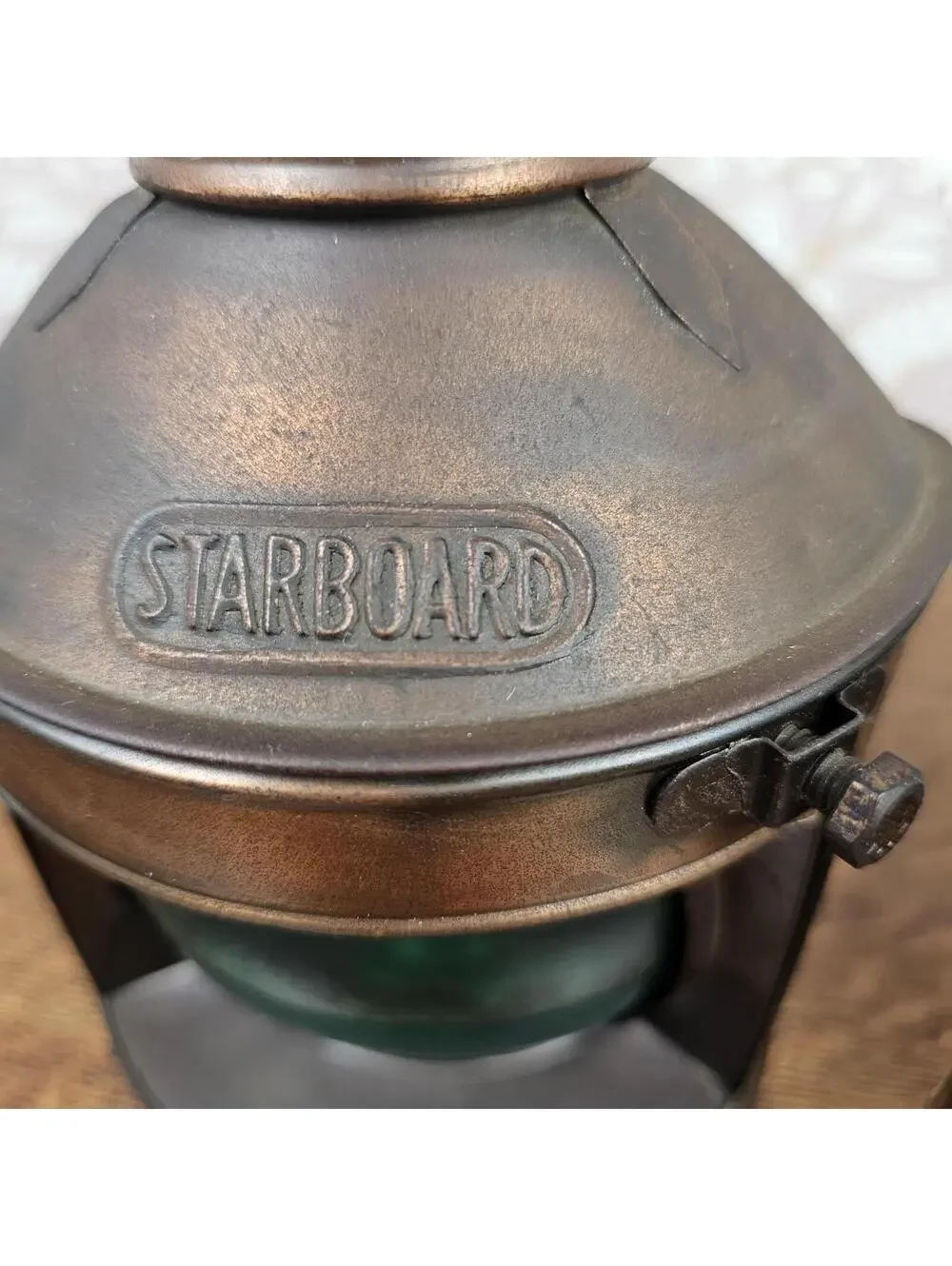 Vtg Nautical Port Starboard Oil Lanterns Brass Tone Navigation Red Green Glass